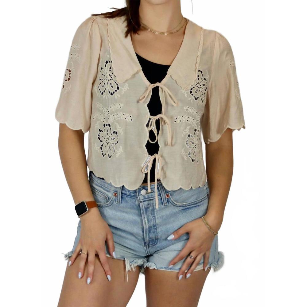 NEW RAISONNEL ember lace top in beige